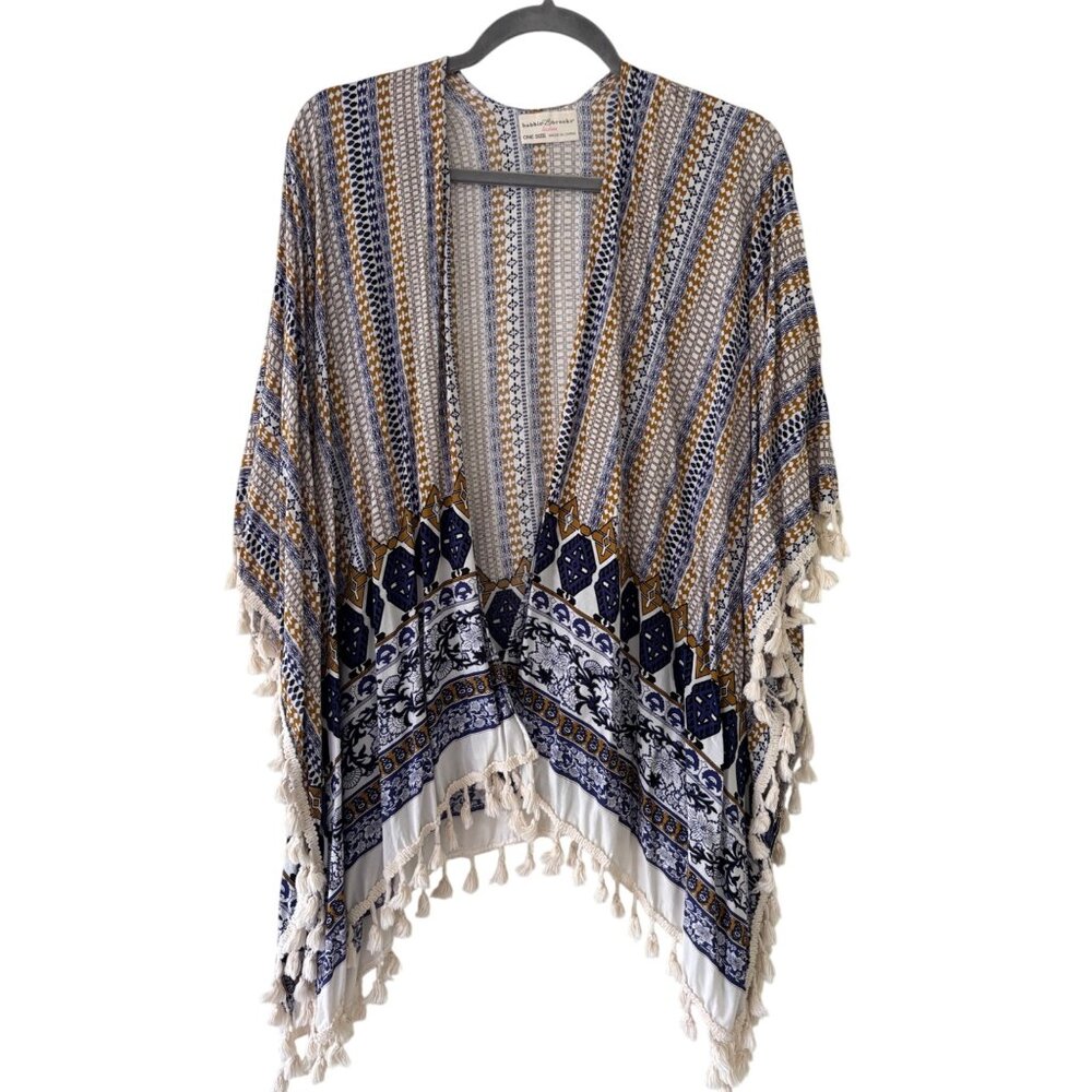 Bobbie Brooks Womens Boho Kimono Cardigan With Tassels One Size